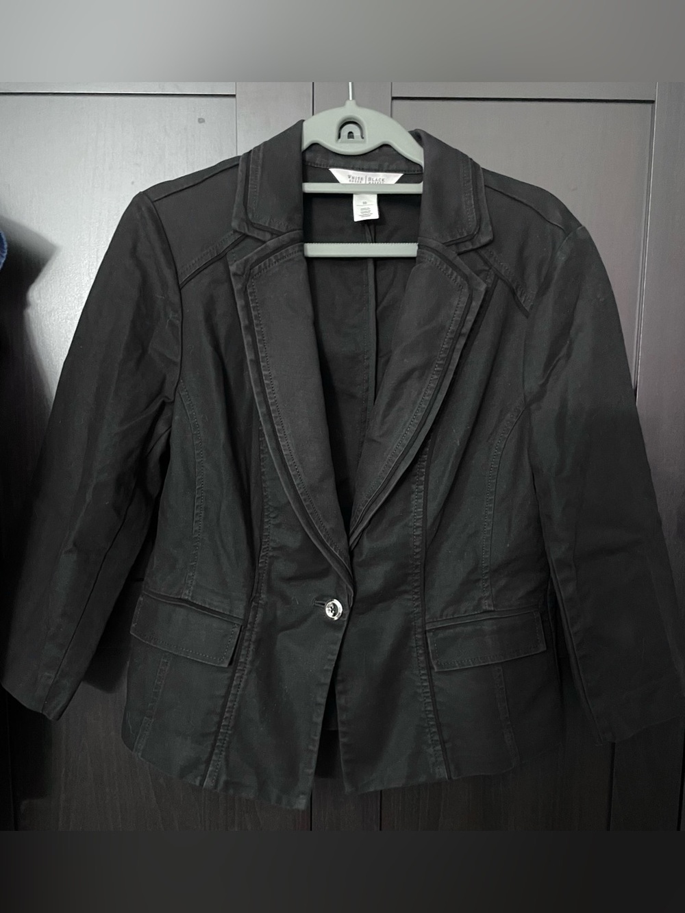 White House Black Market ~ Black Cotton Tailored Blazer - 10